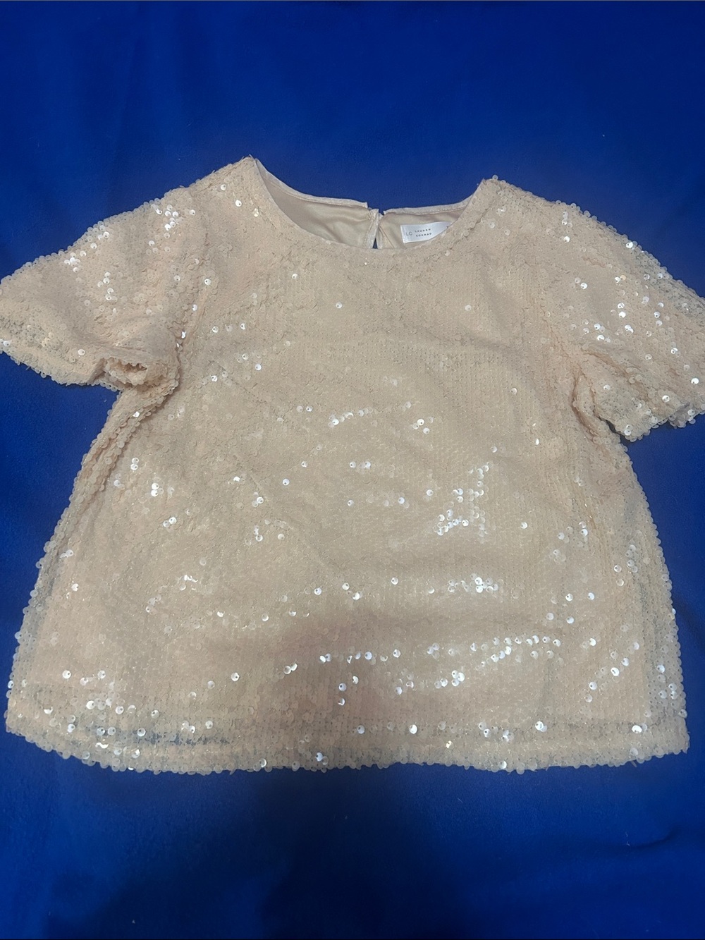 Sequin Short-Sleeve Top for Women - Blush Pink